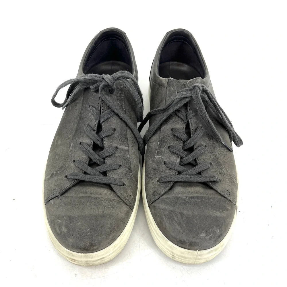 ECCO Men's Grey Leather‎ Lace Up Low Top Sneakers Size 10 10.5 US EU44